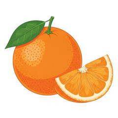 Fresh orange with a slice isolated on transparent background