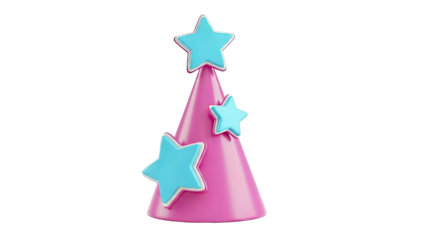 Pink Party Hat with Blue Stars