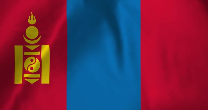 The mongolia flag waving with the wind background loop video animation