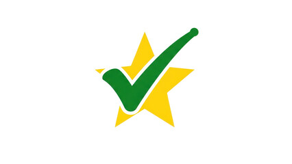 Check Mark with Star Shape isolated on white background. Approved, verification Icon.