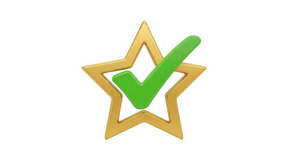 Check Mark with Star Shape isolated on white background. Approved, verification Icon.