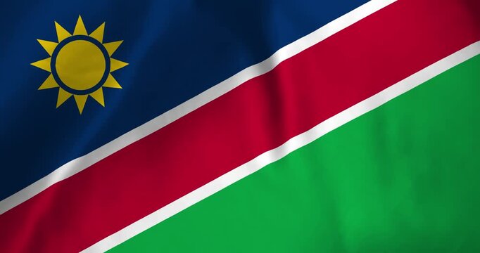 The namibia flag waving with the wind background loop video animation