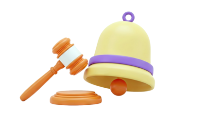 3D Illustration of a Gavel and a Bell