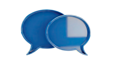 Two blue speech bubbles overlapping on a white background
