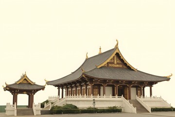 Obraz premium A traditional chinese temple with ornate roof and pavilion