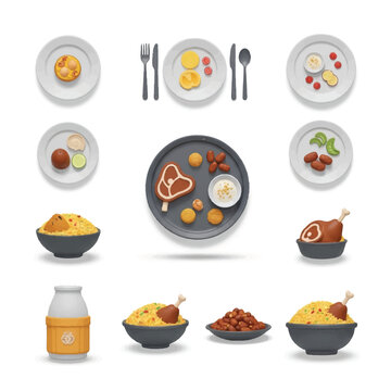 Assorted Food Dishes and Utensils Display.