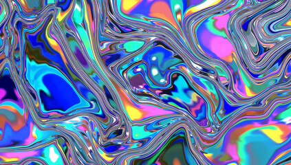 Obraz premium Vibrant holographic design with fluid three dimensional extrusion