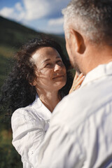 Fototapeta premium Adult couple walk in the mountains