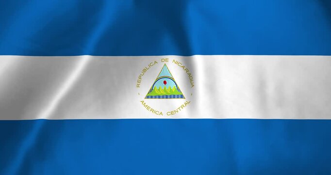 The nicaragua flag waving with the wind background loop video animation