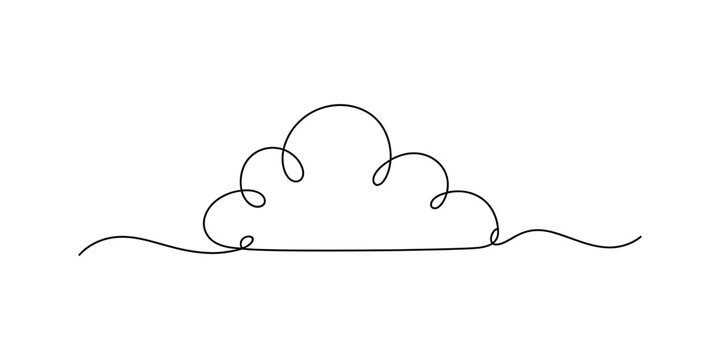 Minimalist one continuous line drawing of a cloud weather symbol on white background Vector, illustration