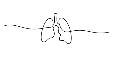 Obraz premium Continuous line drawing of human lungs with a minimalist artistic approach Vector, illustration