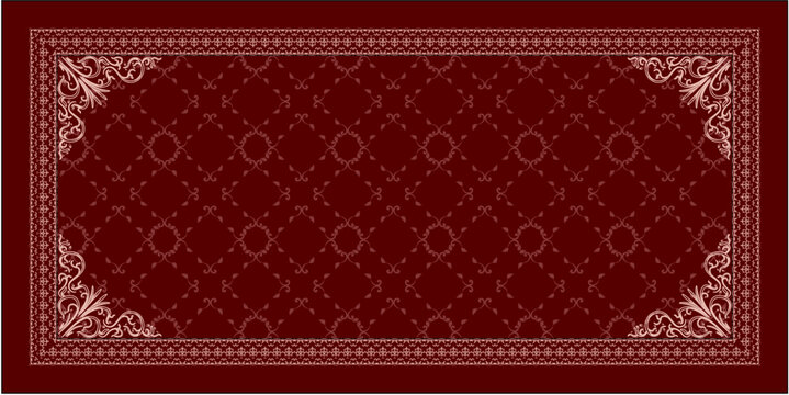 Luxury vintage ornamental frame pattern with elegant floral border and classic geometric background for textile scarf and decorative design