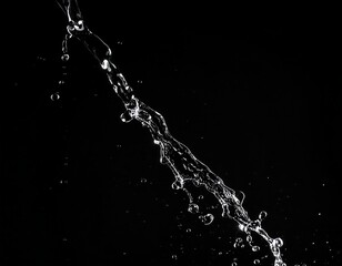 Clear water stream against a stark black background