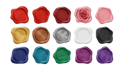 Colorful wax seals for elegant invitations and secure documents, perfect for adding a vintage touch and authentic feel to any project