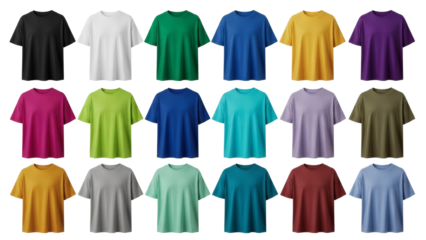 Trendy collection of vibrant T-shirts for your brand's new apparel line featuring a complete spectrum of stylish colors