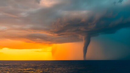 The sudden appearance of a waterspout, connecting sea and sky in a dramatic display on World Meteorological Day.