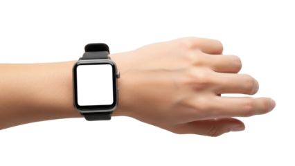 Stay connected with this sleek smartwatch mockup on wrist, ready for notifications and tracking fitness in style