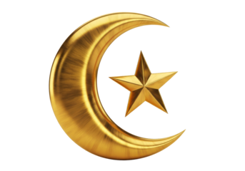 golden crescent moon and star islamic symbol for ramadan eid mubarak decor