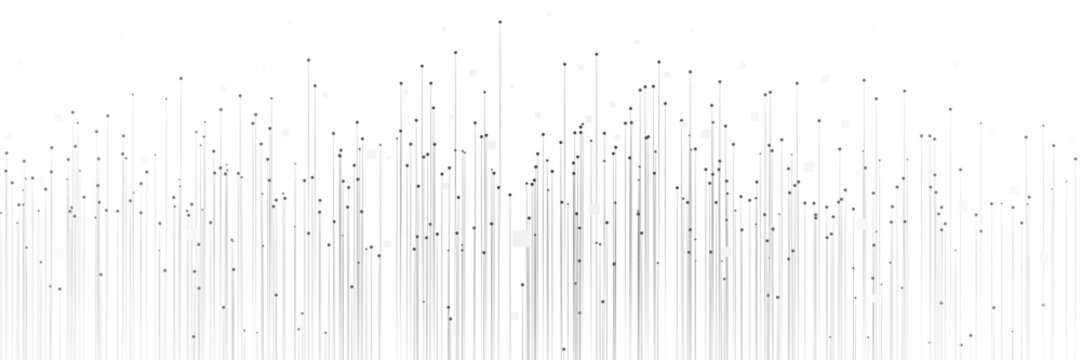 White tech background. Abstract bid data charts. Modern vertical lines. Digital analysis visualization. Social network design. Future technology wallpaper with particles. Vector illustration.