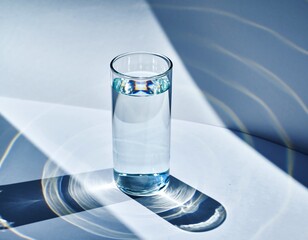 Blank Minimalist Glass Carafe with Clear Water Light Refraction