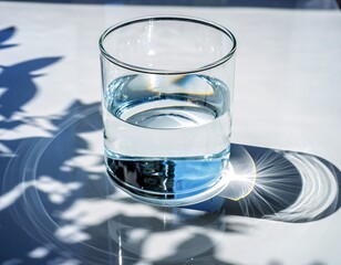 Blank Minimalist Glass Carafe with Clear Water Light Refraction