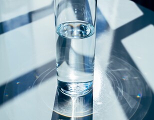 Blank Minimalist Glass Carafe with Clear Water Light Refraction