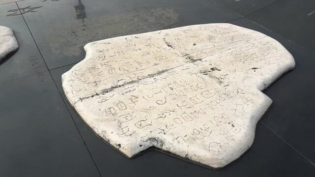 Chinese Character Avenue in Xushen Cultural Park, Luohe City, Henan Province, China. The "Shuowen Jiezi" compiled by Xushen is a dictionary that explains the structural rules of Chinese characters. 
