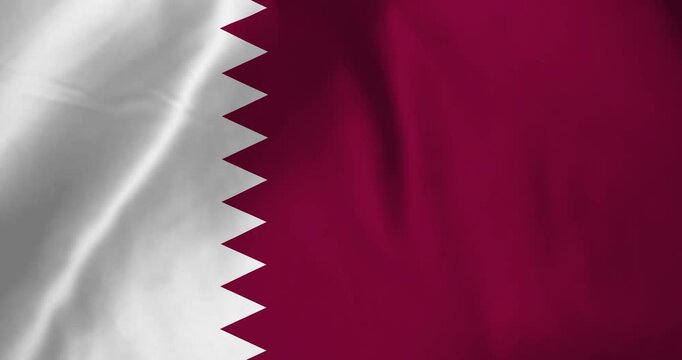 The qatar flag waving with the wind background loop video animation