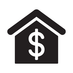 Obraz premium a simple black and white icon depicting a house silhouette with a dollar sign symbol prominently displayed inside