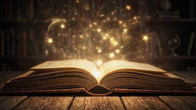 Magical book with glowing stars, perfect for fantasy and storytelling themes