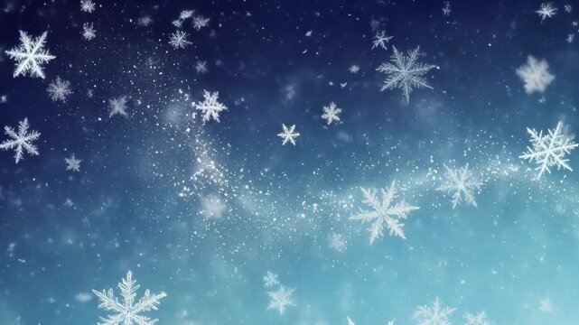 Beautiful snowflakes falling on a serene winter background for seasonal designs and holiday themes