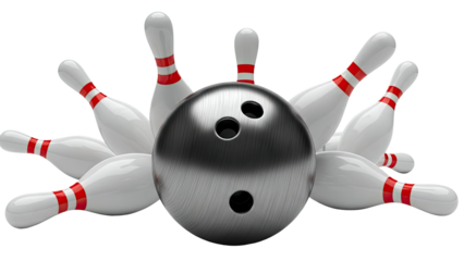 Bowling ball hitting pins