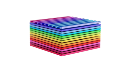 Rainbow Cube Made of Horizontal Bars