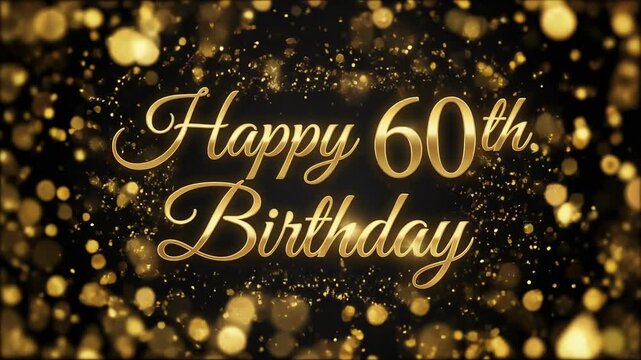 Elegant 60th Birthday Celebration Design with Gold Sparkles on Black Background