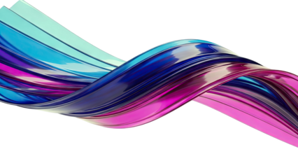 Abstract Swirl of Blue and Pink Metallic Ribbons