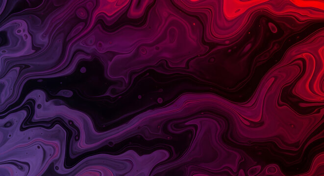 Dark Abstract Liquid Gradient With Flowing Paint Texture in Purple, Black, and Red