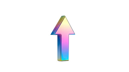 3D iridescent arrow pointing upwards