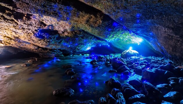 Blue Glow Worms Inside The Cave New Zealand