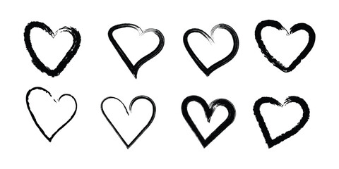 Hand Drawn Heart Doodle Icons Set