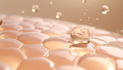 肌の上に輝く美容成分の浸透イメージ ジェネレーティブAI