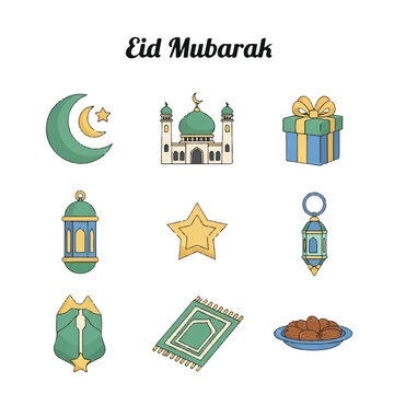 Eid Mubarak Islamic Symbols and Icons 5.
