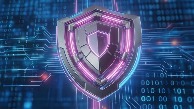 Stylish digital shield icon representing security and protection in technology