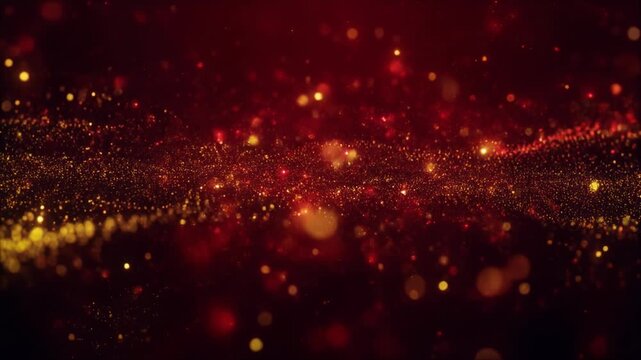 Stunning Abstract Background with Bokeh Lights in Red and Gold Sparkles for Creative Projects