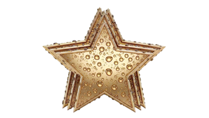 Golden Stars with Water Droplets