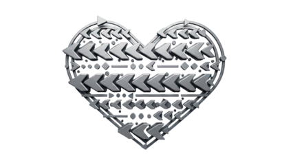 Heart shape formed by arrows and geometric shapes