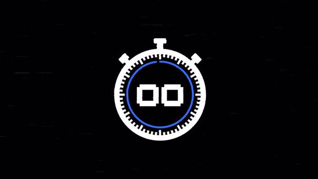 5 second to zero countdown with digital number and glitch distortion effect. 4K video