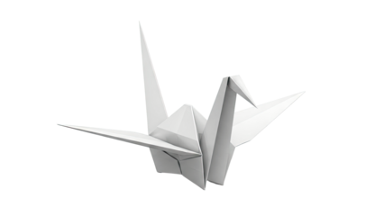 White Origami Crane on a Light Gray Background
