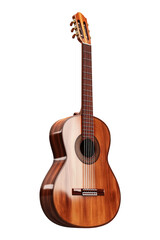 Fototapeta premium Classic acoustic guitar with smooth wooden finish, ideal for music lovers and enthusiasts.