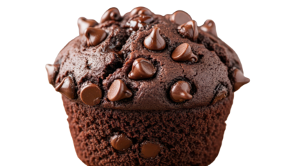 Chocolate Muffin with Chocolate Chips. Selective focus.