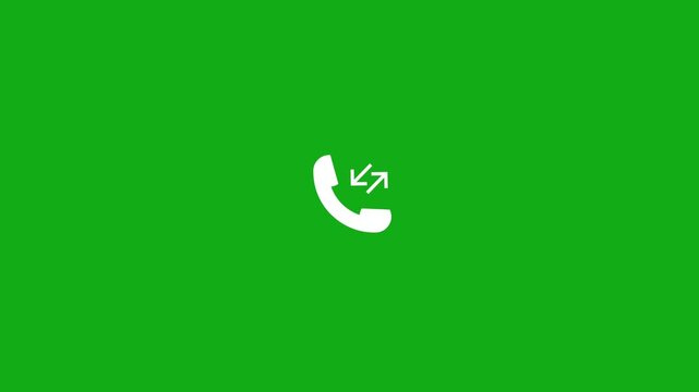 Phone receiver icon with arrows pointing up and down in seamless loop animation, representing call activity, incoming and outgoing communication concept, motion graphics, and video overlay usage.